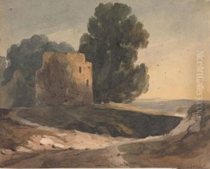 Landscape with Ruined Castle, Trees by Thomas Sully