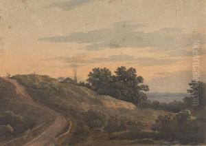 Hilly Landscape with House, Path, and Figures