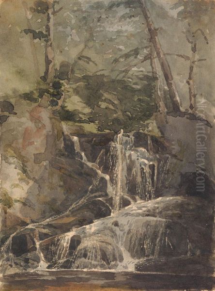 Small Waterfall in Forest - view 1