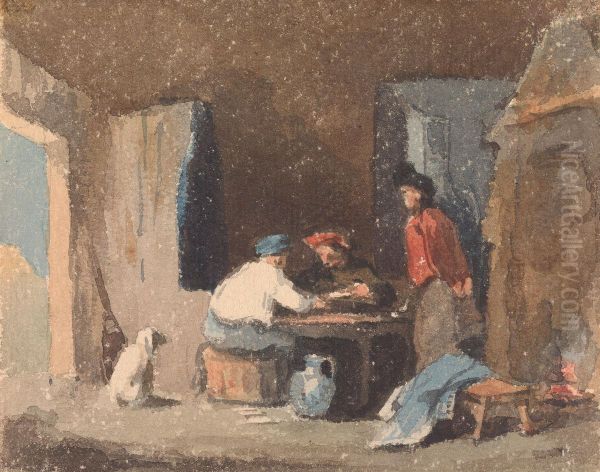 Figures at a Table Inside a Cottage - view 1