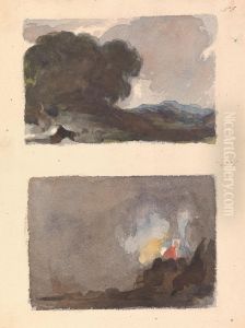Landscape With Tree in Foreground and Mountains in Distance - Hobbema and Ruysdael's Principle (no. 5); Figure in interior Scene - Teniers and Ostade's Principle (no. 6)