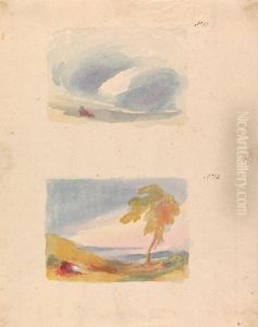 Sky Study - Turner's Principle (no. 11); Landscape With Hills and Tree (no. 12) by Thomas Sully
