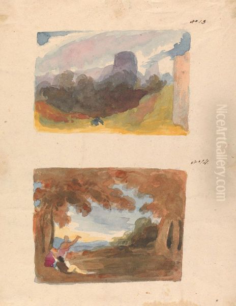 Landscape with Castle - Modern Manner (no. 13); Landscape with Figures in Foreground (no. 14) - view 1