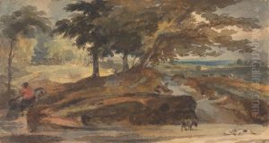 Landscape with Knoll with Trees, Figure on Horseback by Thomas Sully
