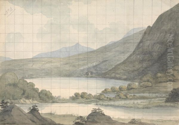 Turk Lake looking Across the River and Brikeen Island (Ireland) - view 1