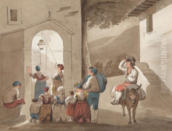 After Pinnelli - Group of Peasants Outside a Church - view 1
