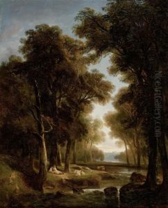 Paysage Avec Arbres, Eau, Bergers Et Vaches