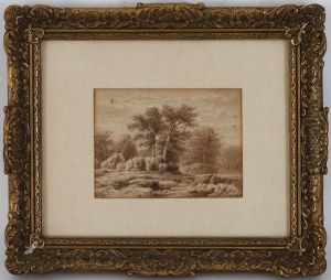 Paysage De Campagne, Au Bord De by Arthur Jean Bapt. Calame