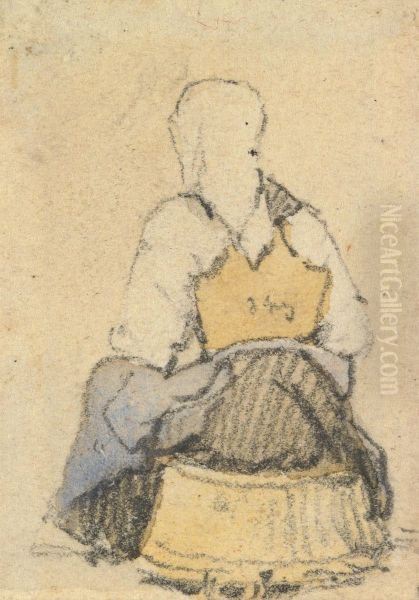 A Seated Peasant Woman Seen From Behind - view 1