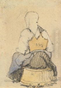 A Seated Peasant Woman Seen From Behind by Samuel Prout