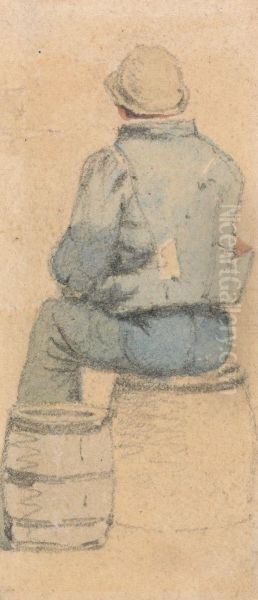 A Seated Peasant Boy Seen From Behind - view 1