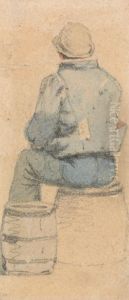 A Seated Peasant Boy Seen From Behind
