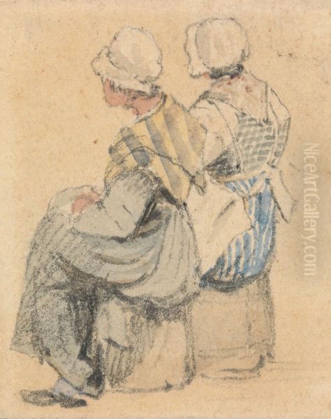 Two Peasant Girls, Seated - view 1