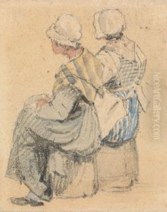 Two Peasant Girls, Seated by Samuel Prout