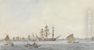 The Hindostan at Anchor in the Strait of Mi-a-tau of the City of Ten-choo-fou at the Entrance to the Gulf of Pekin