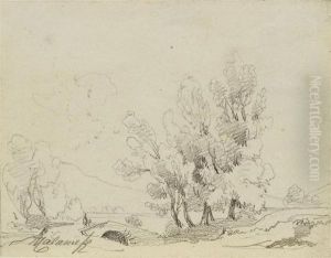 Landscape Study by Arthur Jean Bapt. Calame