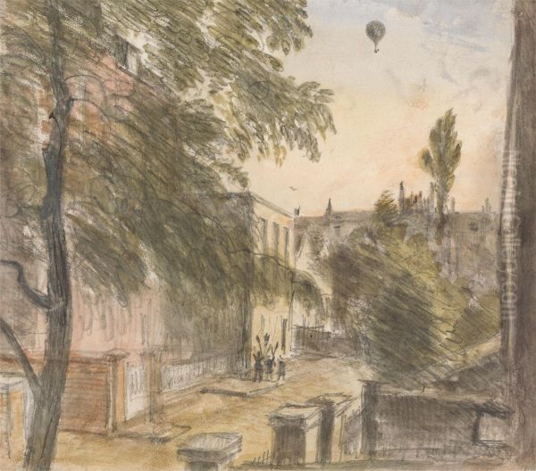 Balloon over Holland Street, Kensington, 22 July 1835, 7 p.m. - view 1