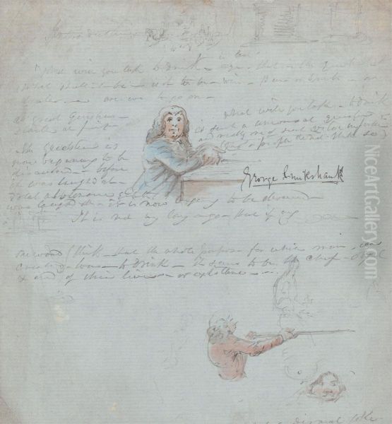 a Man at a Table, a Man Pointing a Stick and Other Slight Sketches - view 1