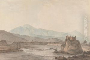 The Rope Bridge At Sirinagur by Thomas Daniell