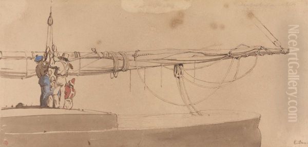 Sailors Raising a Boom - view 1