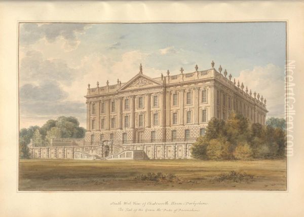 South West View of Chatsworth House Derbyshire the Seat of His Grace the Duke of Devonshire - view 1