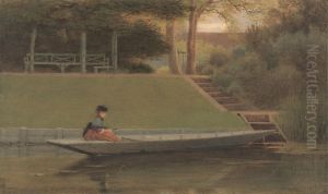 Girl in a Punt by George Dunlop, R.A., Leslie