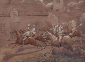 The Finish. Nacton Church and Village by Henry Thomas Alken