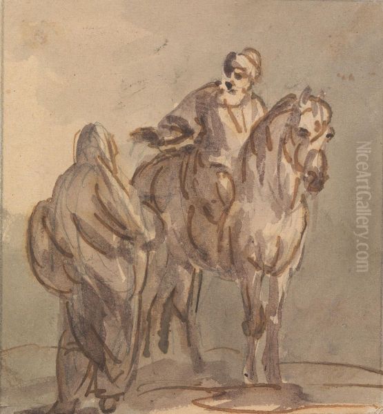 One Standing, One Seated on a Horse - view 1