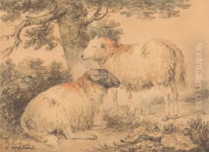 A Ram and Ewe in a Landscape by George Morland