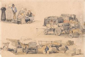 Studies of Peasants, Diligences, and Hay Wagons by Samuel Prout