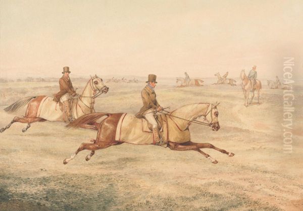 Two Riders Exercising Horses at a Gallop - view 1