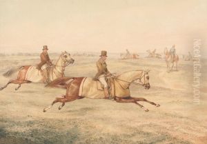Two Riders Exercising Horses at a Gallop by Henry Thomas Alken