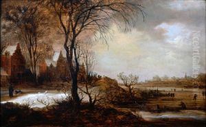 Winter pleasures outside a small town by Frans de Momper