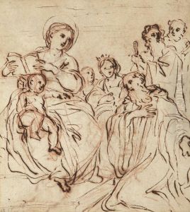Vierge A L'enfant Entouree De Saints by Giacinto Calandrucci