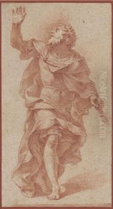 A King Turning, With Upraised Hand