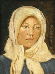 Young woman from Skagen, wearing a scarf.