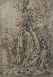Scene De L'histoire De Tancrede Et Clorinde by Giacinto Calandrucci