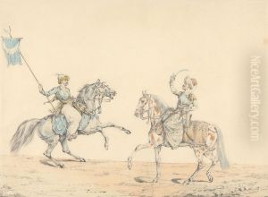 Two Turkish Cavalrymen by Henry Thomas Alken