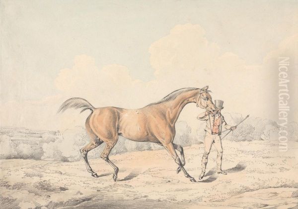 A Groom Leading a Bay Horse - view 1