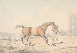 A Groom Leading a Bay Horse by Henry Thomas Alken