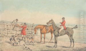 The Fox Hoist to a Fence by Henry Thomas Alken