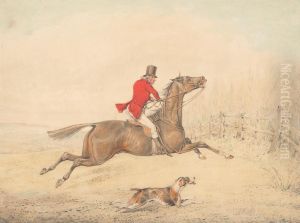 Rider on a Brown Horse About to Jump a Rail Fence to the Right by Henry Thomas Alken