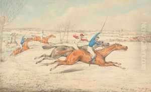 Five Riders Galloping Right by Henry Thomas Alken