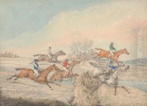 The Field taking a Stone Wall and Gate by Henry Thomas Alken
