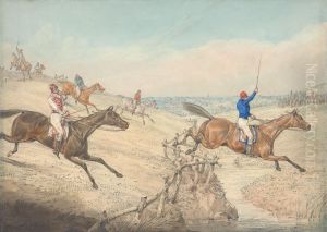 The Field taking a Low Rail and a Brook by Henry Thomas Alken