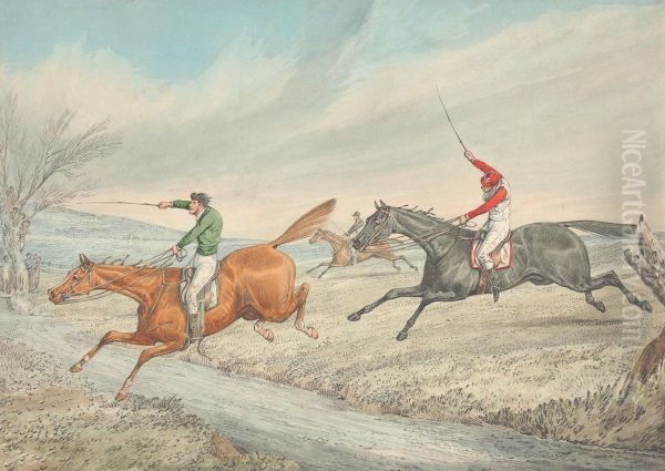 Three Riders Taking a Brook - view 1