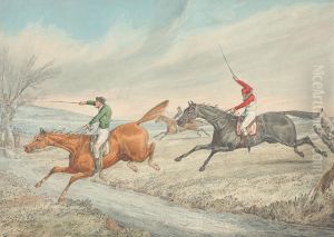 Three Riders Taking a Brook