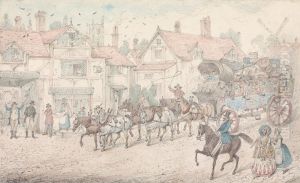 'Mr. Jorrocks's Surprize on Seeing the Paris Diligence, "My Vig, Here's Wombwell's Wildbeast show" ' by Henry Thomas Alken