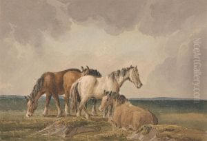 Four Ponies on a Welsh Moor by Thomas Creswick