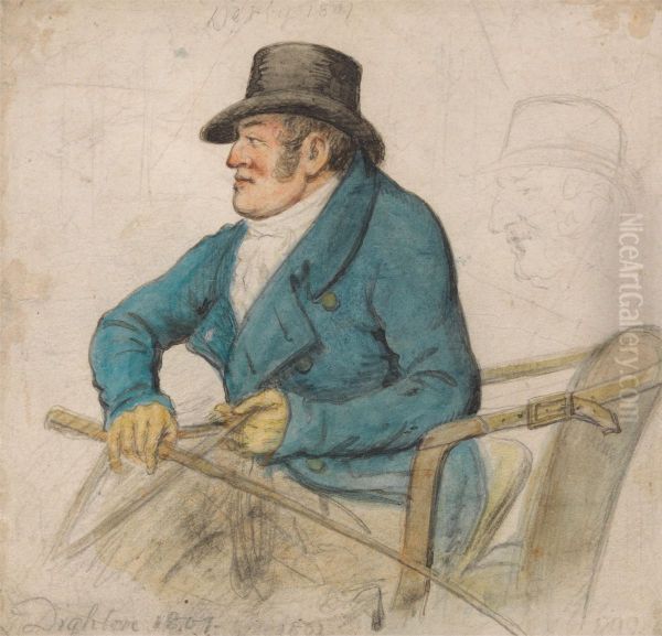 on a Box Seat, Holding Reins and Whip - view 1